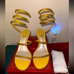 Rene Caovilla Size 8 Gold Heels - New